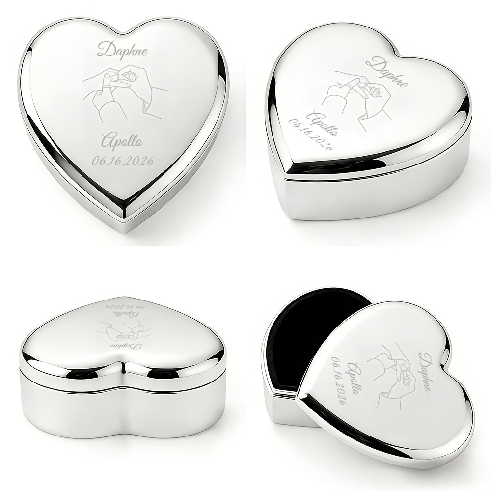 Heart-Shaped Zinc Alloy Jewelry Box, Customizable Storage